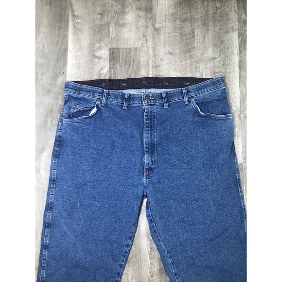 Wrangler Mens Jeans 44X30 Blue Cotton Blend Regular Fit Straight Work Cowboy - Picture 3 of 5